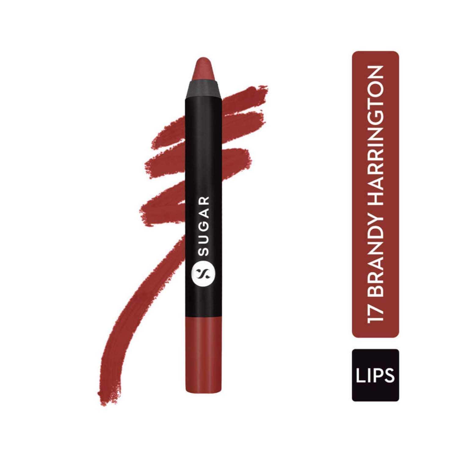 SUGAR Cosmetics | Sugar Matte As Hell Crayon Lipstick - 17 Brandy Harrington (Rusty Reddish Pink) (2.8g)