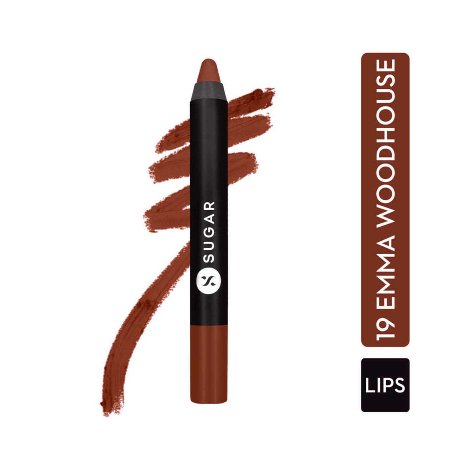 SUGAR Cosmetics | Sugar Matte As Hell Crayon Lipstick - 19 Emma Woodhouse (Earthy Brown) (2.8g)