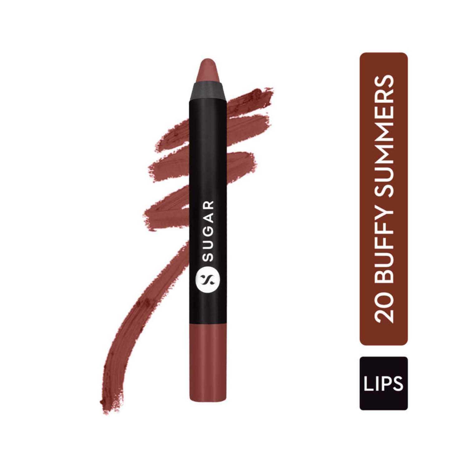 SUGAR Cosmetics | Sugar Matte As Hell Crayon Lipstick - 20 Buffy Summers (Mid-tone Warm Nude) (2.8g)