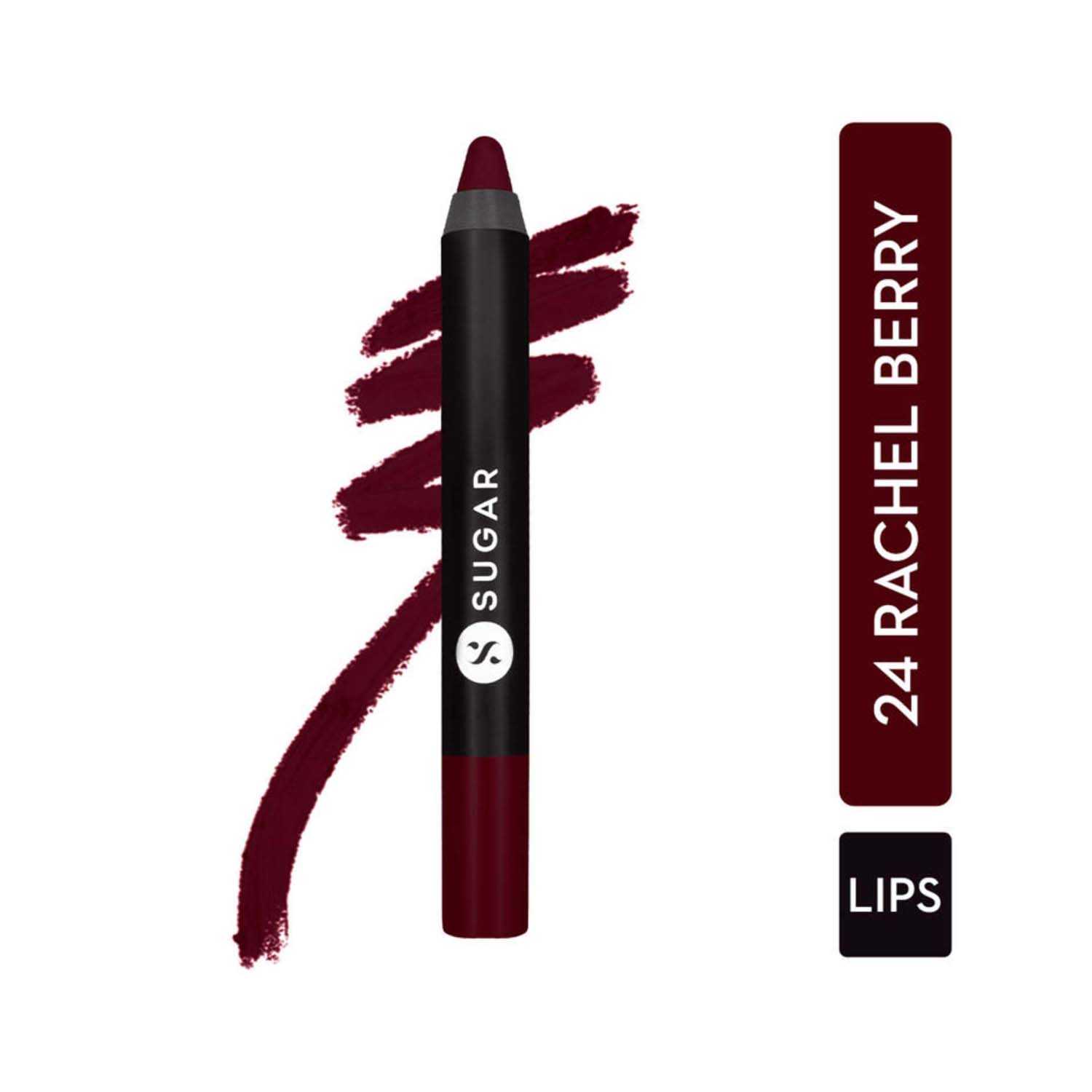 SUGAR Cosmetics | Sugar Matte As Hell Crayon Lipstick - 24 Rachel Berry (Deep Berry) (2.8g)