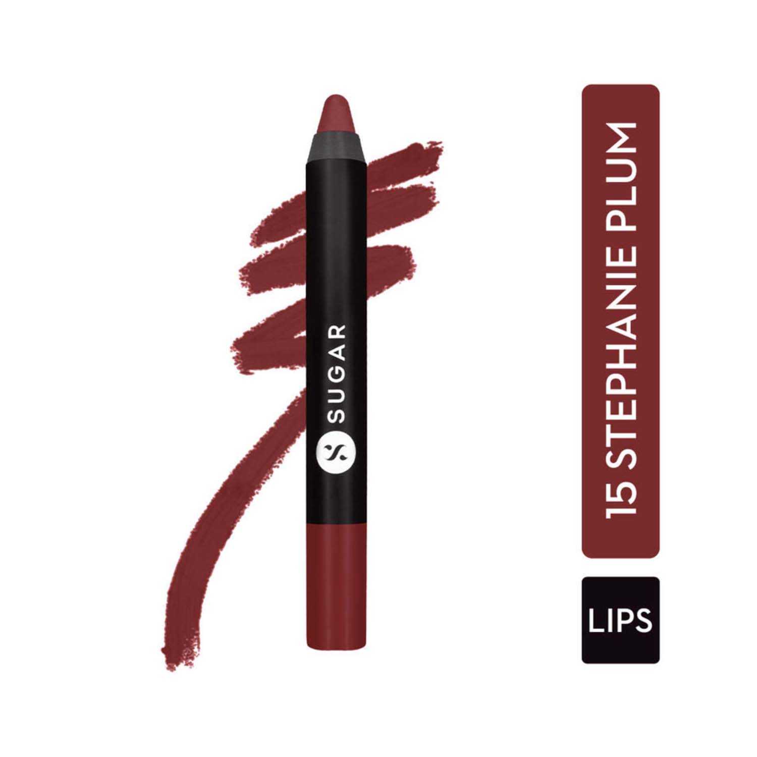 SUGAR Cosmetics | Sugar Matte As Hell Crayon Lipstick - 15 Stephanie Plum (Plum Mauve) (2.8g)