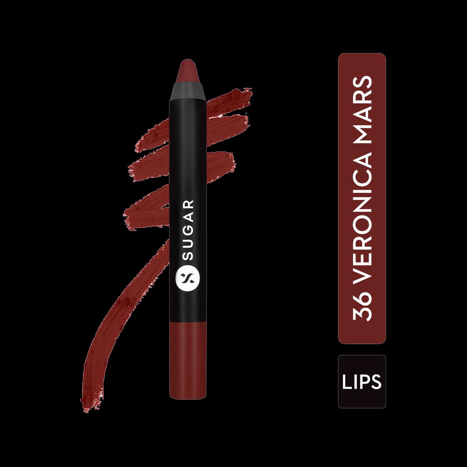 SUGAR Cosmetics | Sugar Matte As Hell Crayon Lipstick - 36 Veronica Mars (Brown Toned Burnt Orange) (2.8g)