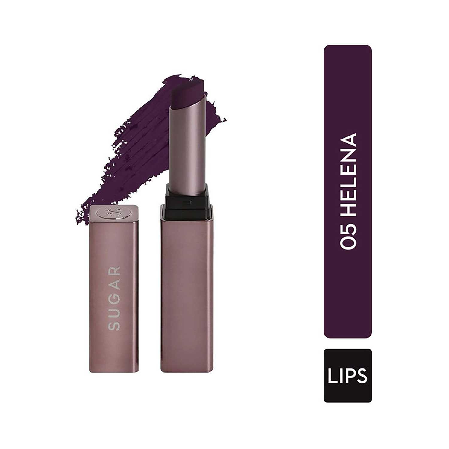 SUGAR Cosmetics | Sugar Mettle Satin Lipstick - 05 Helena (Plum Berry) (2.2g)