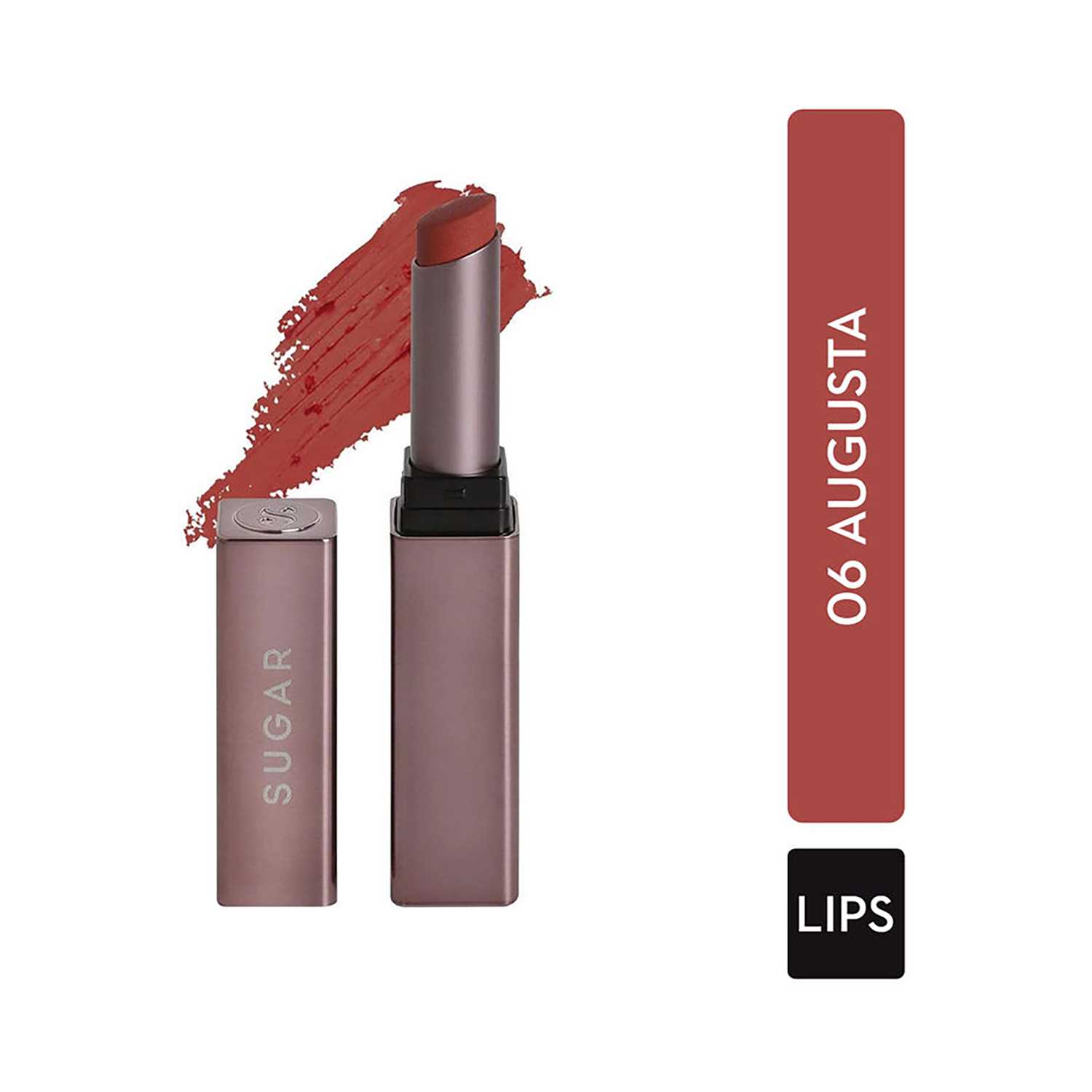 SUGAR Cosmetics | Sugar Mettle Satin Lipstick - 06 Augusta (Orange Coral) (2.2g)