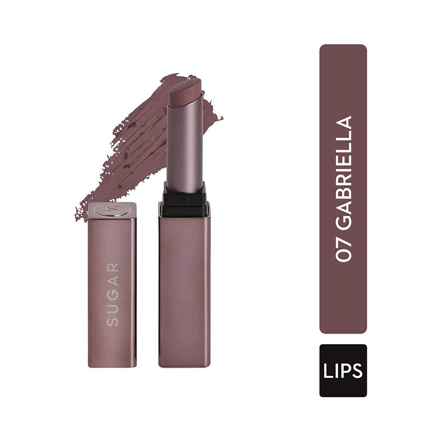 SUGAR Cosmetics | Sugar Mettle Satin Lipstick - 07 Gabriella (Soft Dusty Nude) (2.2g)