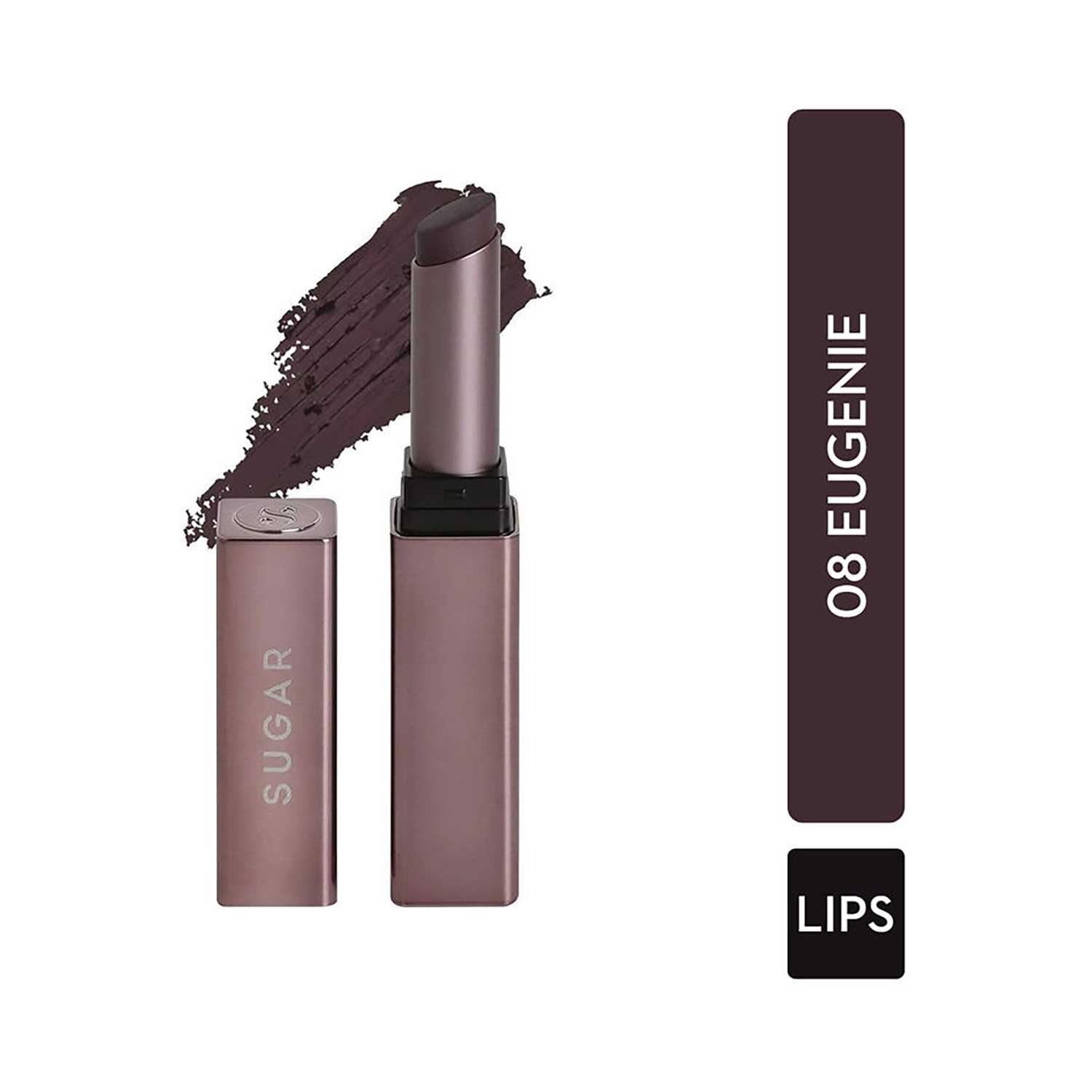 SUGAR Cosmetics | Sugar Mettle Satin Lipstick - 08 Eugenie (Deep Chocolate Brown) (2.2g)
