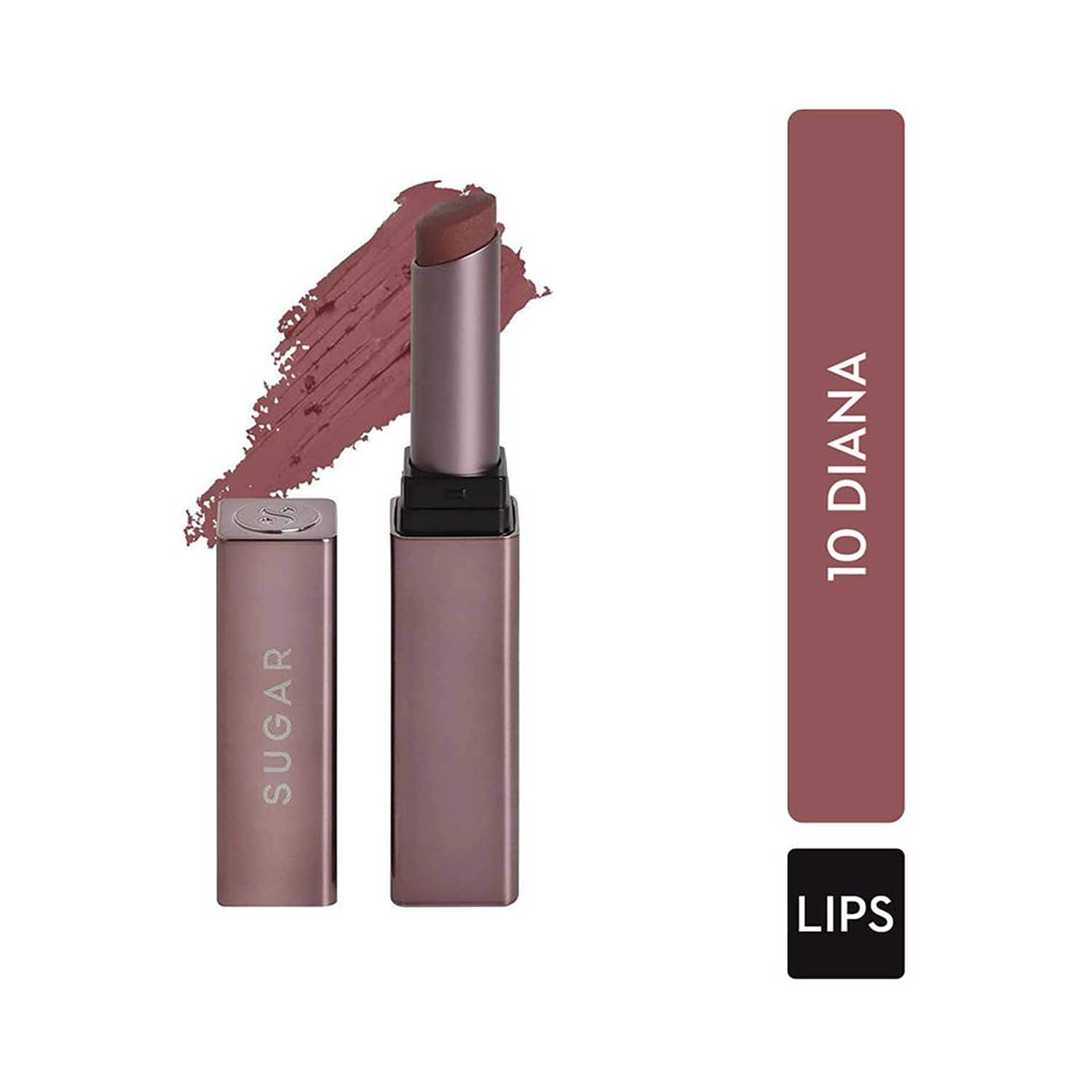 SUGAR Cosmetics | Sugar Mettle Satin Lipstick - 10 Diana (Peachy Pink) (2.2g)
