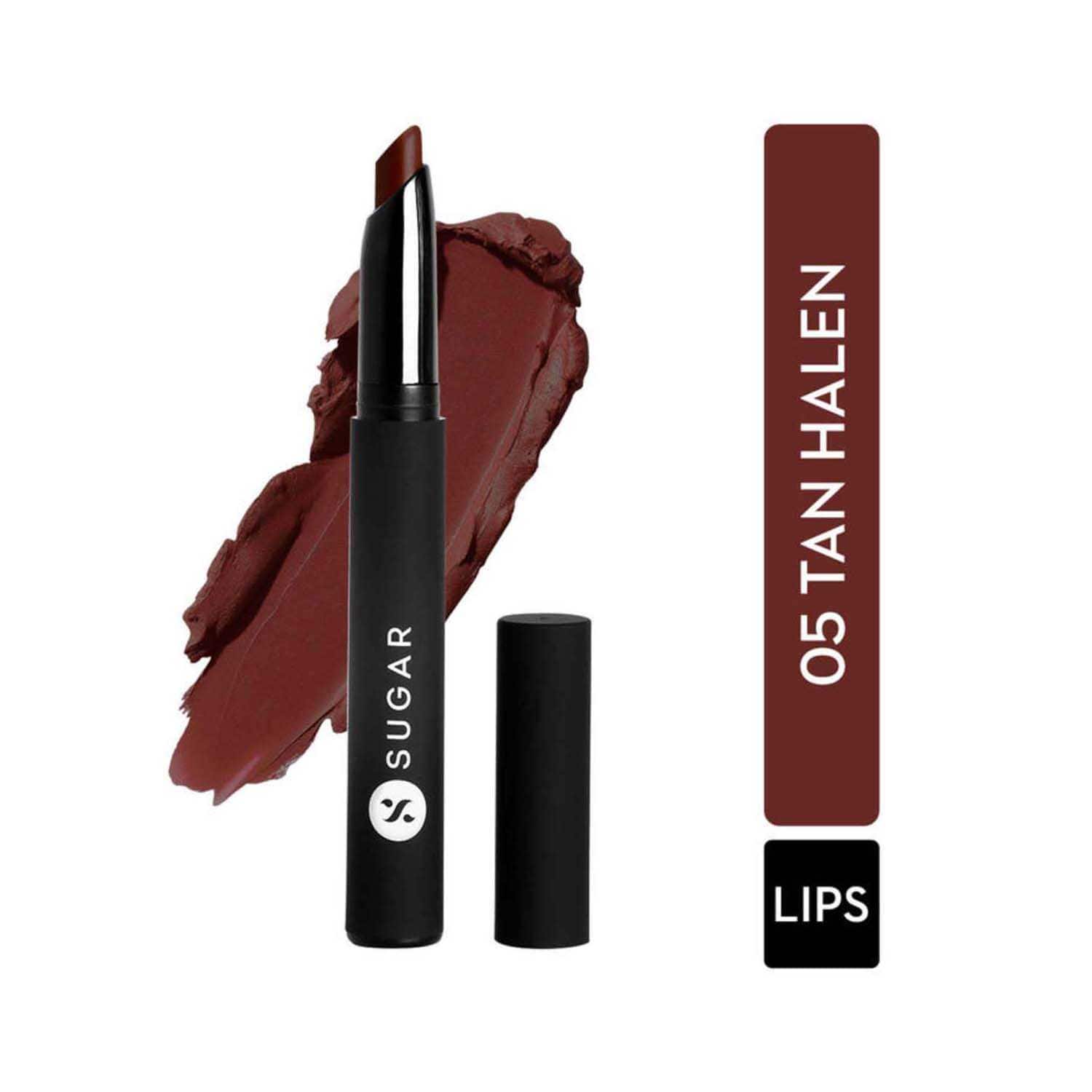 SUGAR Cosmetics | Sugar Matte Attack Transferproof Lipstick - 05 Tan Halen (Chocolate Brown) (2g)