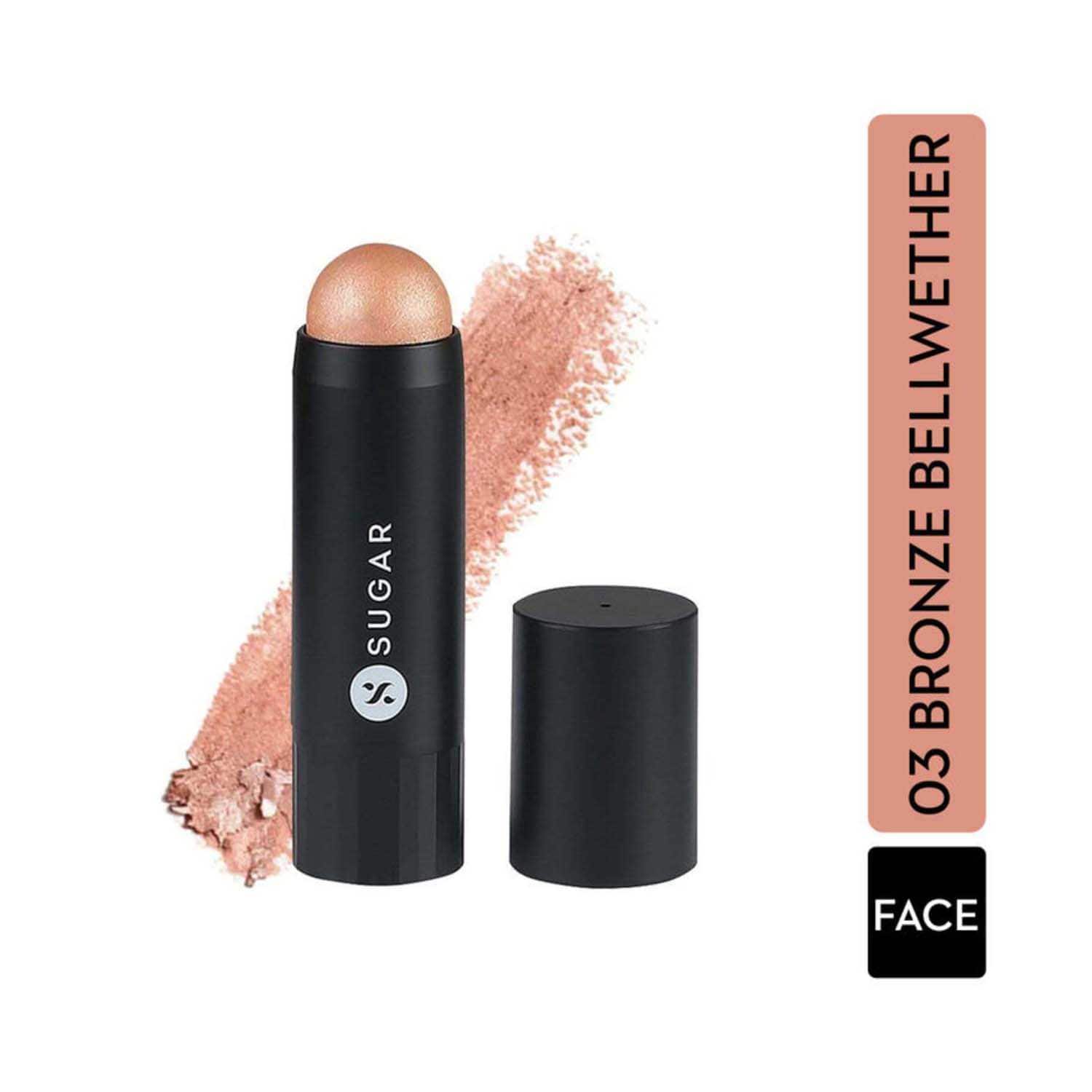SUGAR Cosmetics | Sugar Face Fwd Highlighter Stick - 03 Bronze Bellwether (Warm Gold) (7.5g)