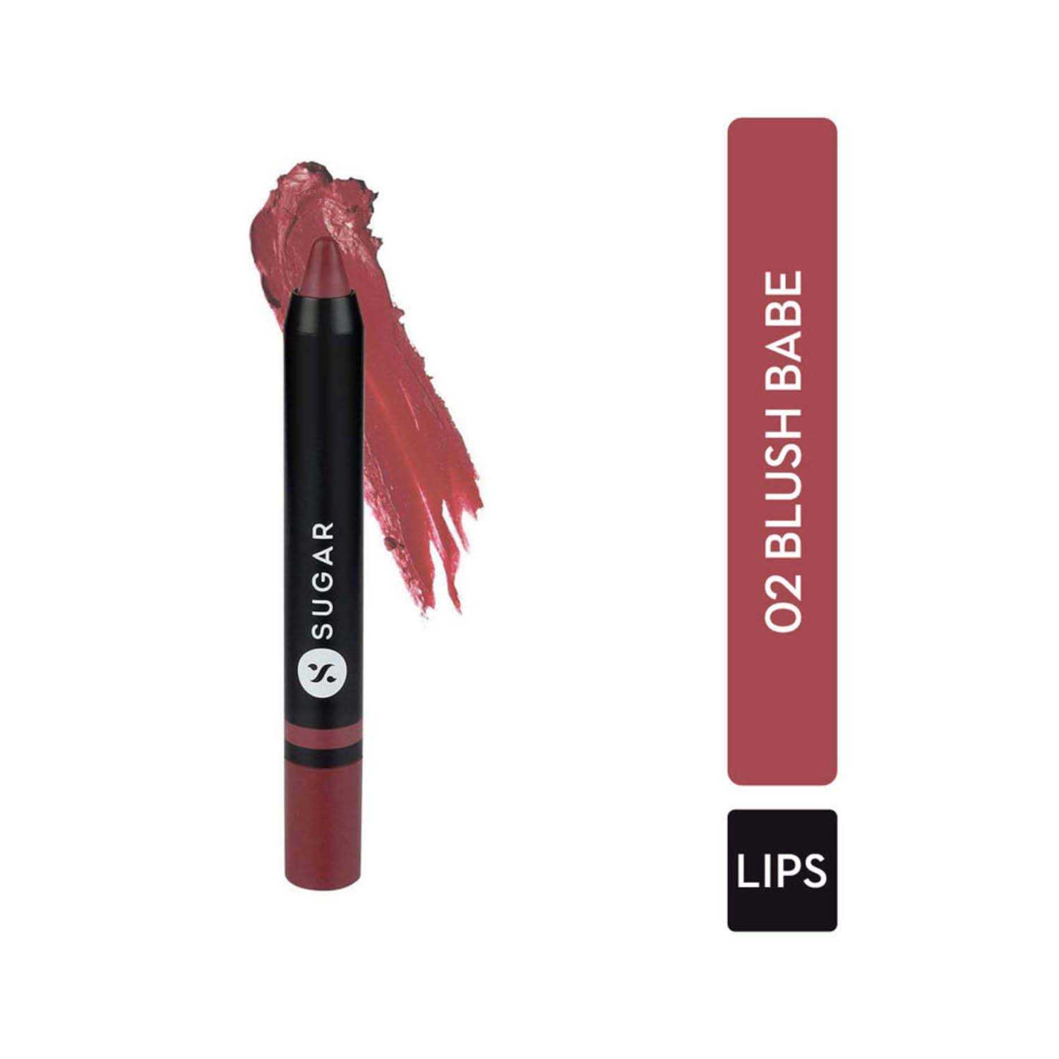 SUGAR Cosmetics | Sugar Plush Crush Creme Crayon Lipstick - 02 Blush Babe (Coral Peach) (1.8g)