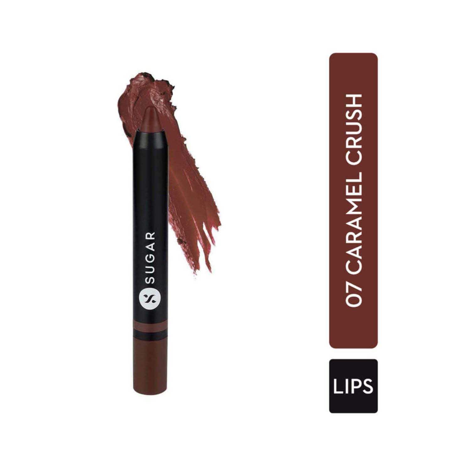 SUGAR Cosmetics | Sugar Plush Crush Creme Crayon Lipstick - 07 Caramel Crush (Caramel Nude) (1.8g)