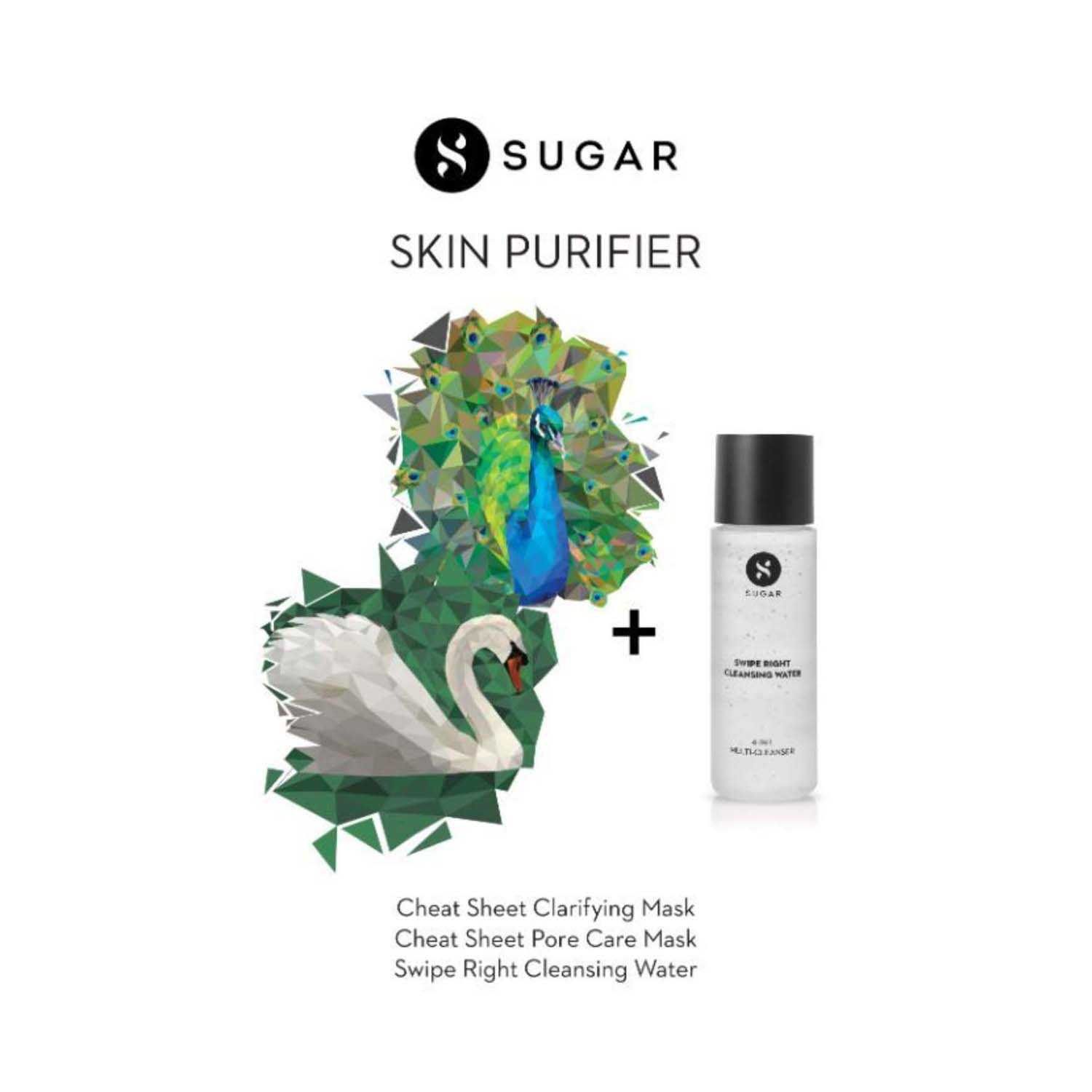 SUGAR Cosmetics | Sugar Skin Purifier Sheet Masks & Cleansing Water - (2 Pcs)