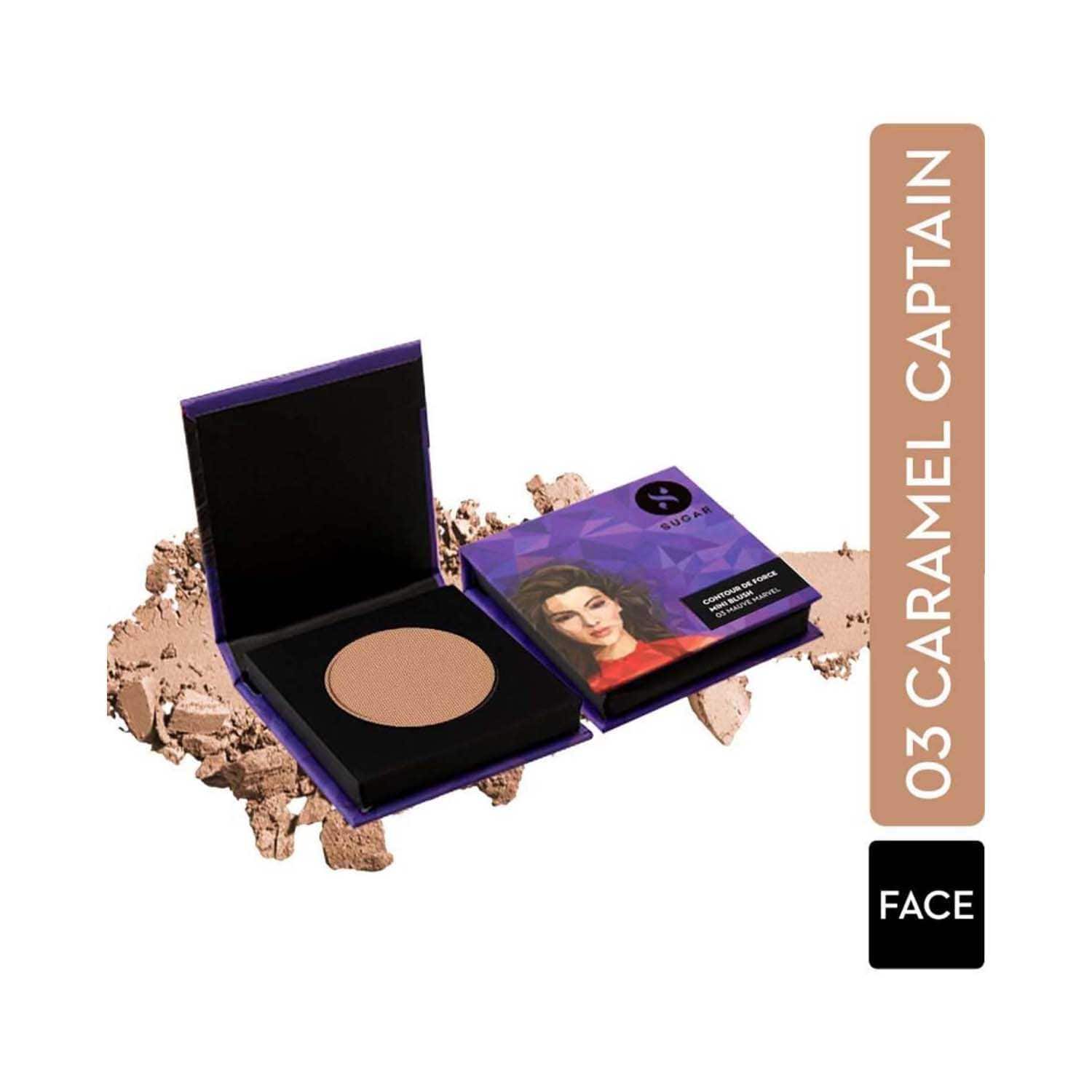 SUGAR Cosmetics | Sugar Contour De Force Mini Bronzer - 03 Caramel Captain (Chestnut Brown) (4g)