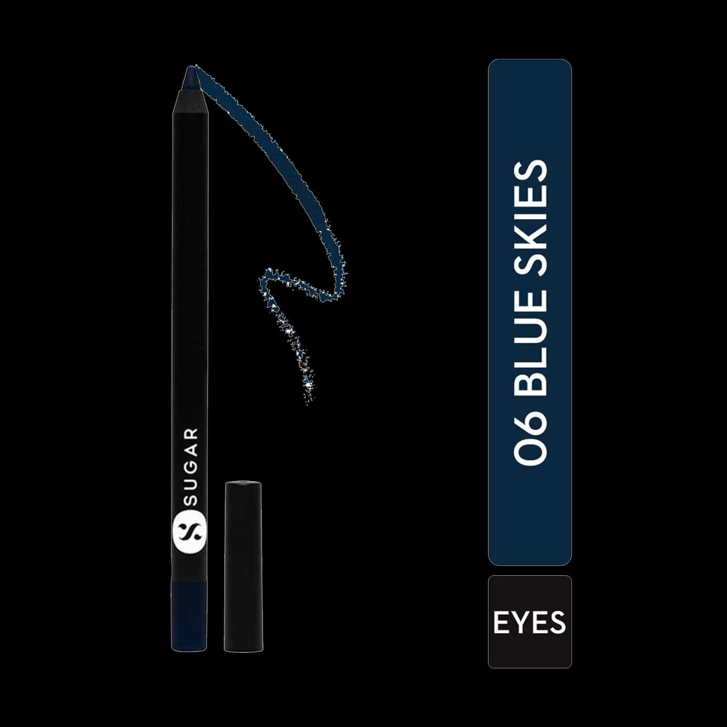 SUGAR Cosmetics | Sugar Stroke Of Genius Heavy Duty Kohl - 06 Blue Skies (Dark Blue/Navy Blue) (1.2g)