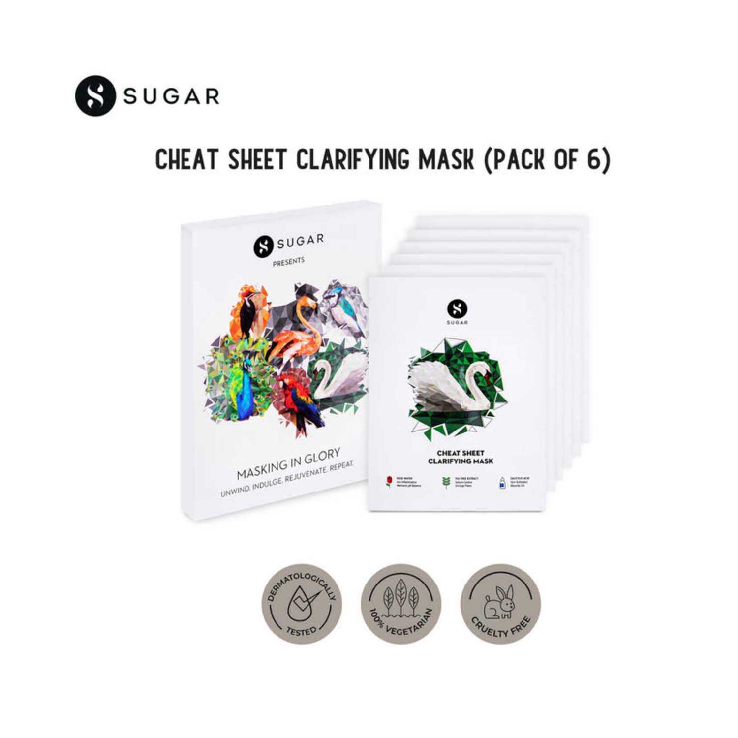 SUGAR Cosmetics | Sugar Cheat Sheet Clarifying Mask - (6 Pcs)
