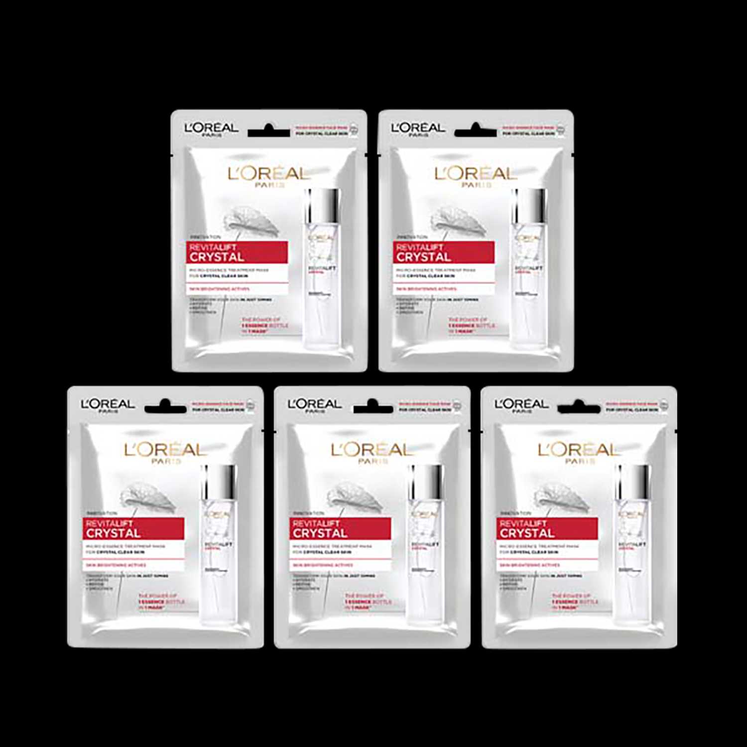 L'Oreal Paris | L'Oreal Paris Revitalift Crystal  Micro-Essence Sheet Mask, Pack of 5 Combo