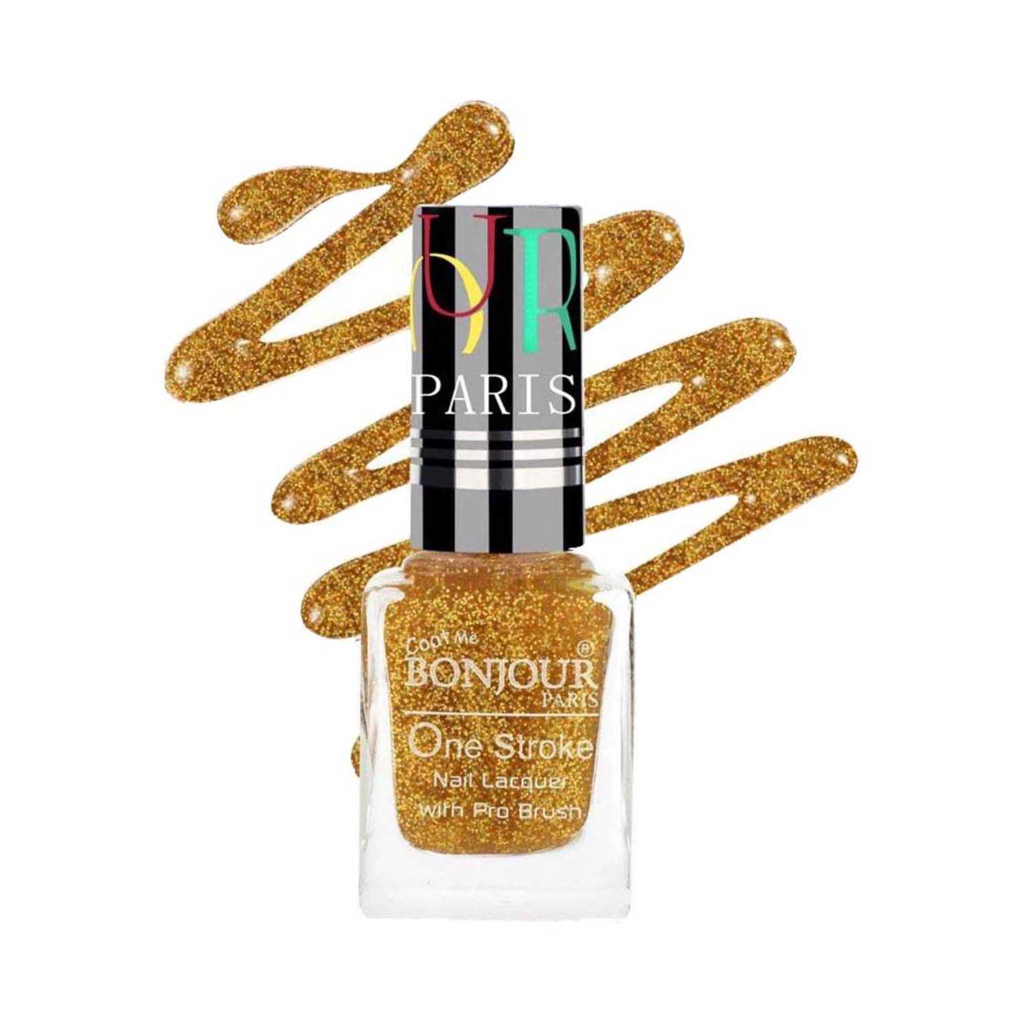 Bonjour Paris | Bonjour Paris Coat Me Pearly Shineglitter Finish Nail Polish -gold Stars (9ml)