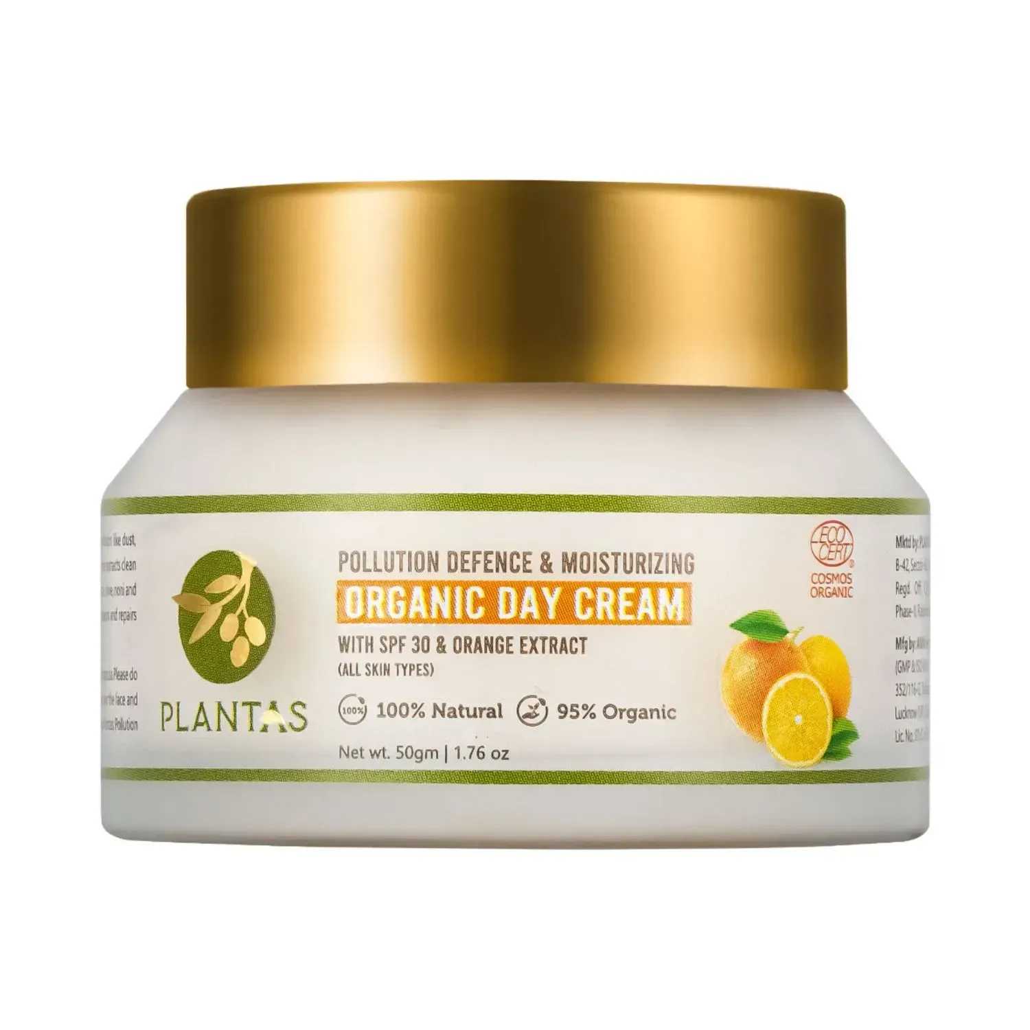 PLANTAS | Plantas Pollution Defence & Moisturizing Organic Day Cream With SPF 30 - (50g)