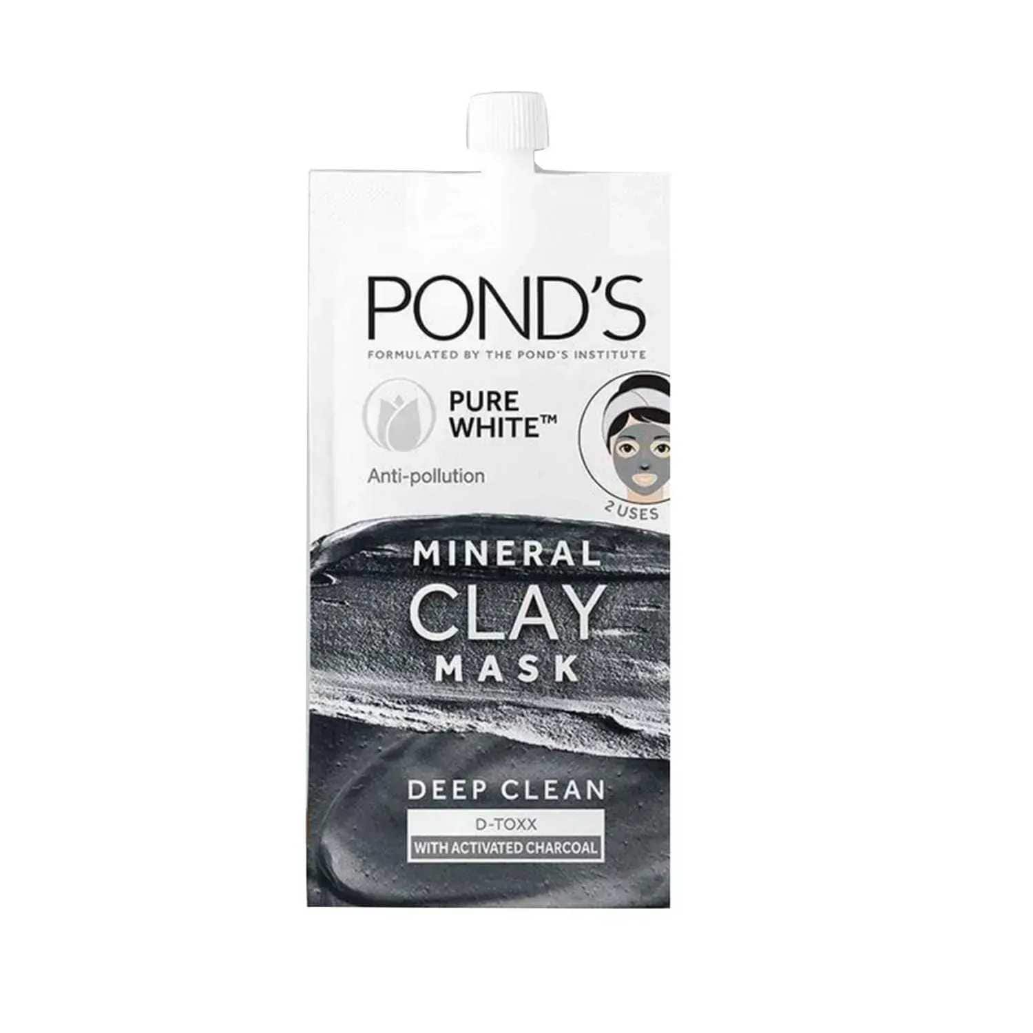 Pond's | Pond's Pure White Anti Pollution Activated Charcoal Mineral Clay Mask - (8g)
