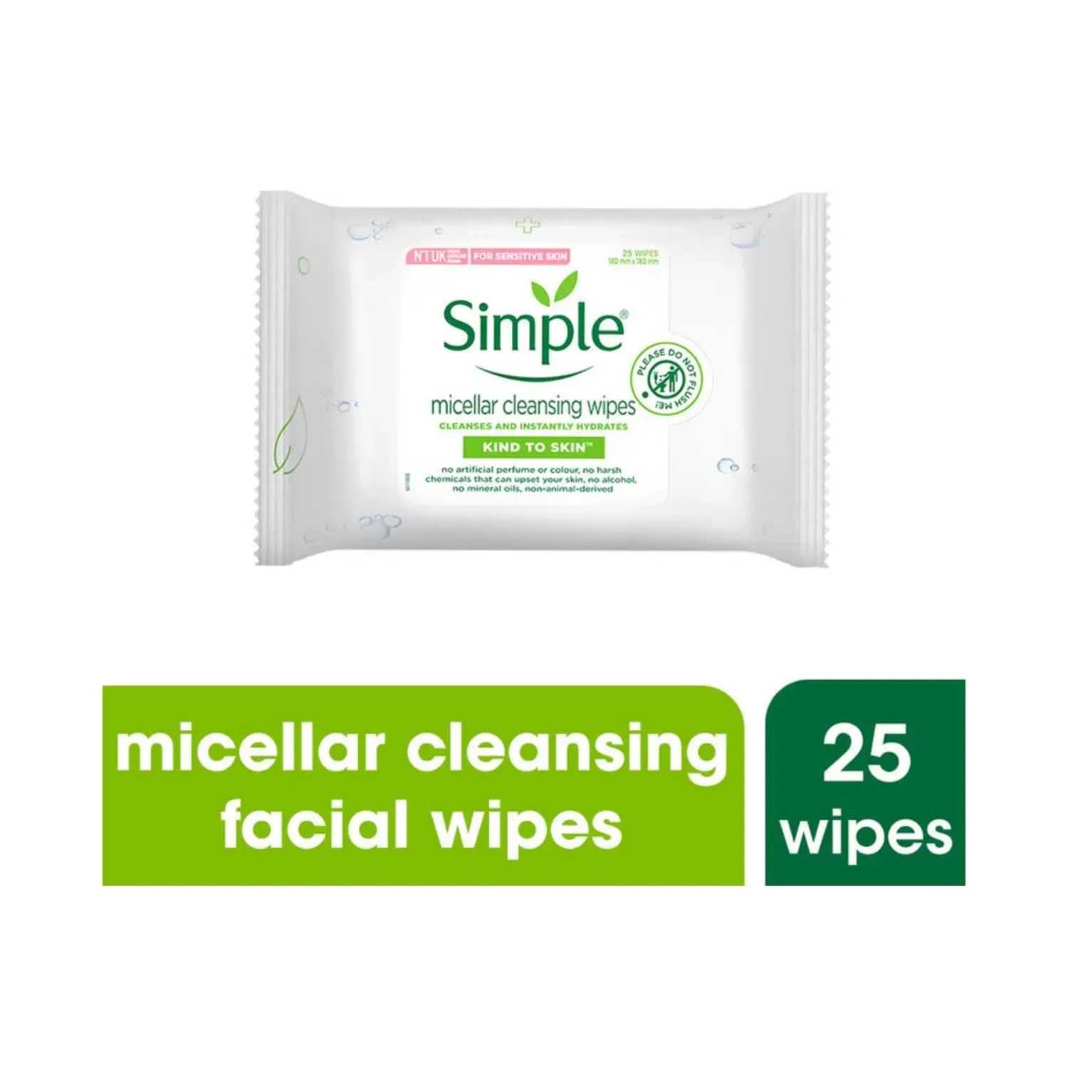 Simple | Simple Kind To Skin Micellar Cleansing Wipes (25 Pcs)