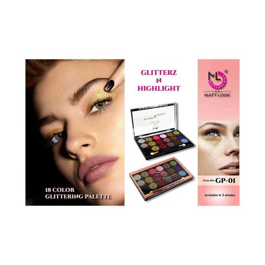 Matt Look Glitters N Highlight Eyeshadow Palette - Unique Edition (18g)