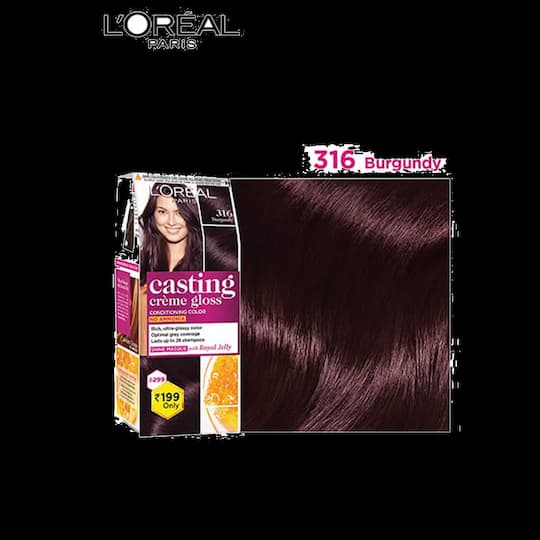 L'Oreal Paris Casting Crème Gloss Small Pack, 316 Burgundy, 45g