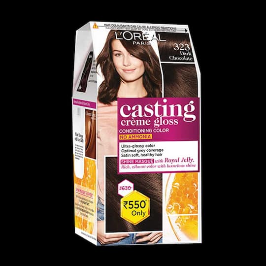 L'Oreal Paris Casting Creme Gloss Hair Color, 323 Sonam's Dark Chocolate, 87.5g+72ml