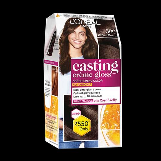 L'Oreal Paris Casting Creme Gloss Hair Color, 300 Darkest Brown, 87.5g+72ml