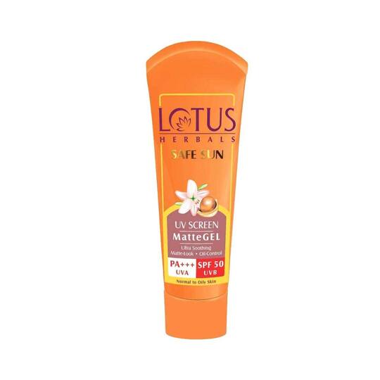 test 631 Lotus Herbals Safe Sun UV Screen Matte Gel Pa+++ SPF 50 Sunscreen - (30g)