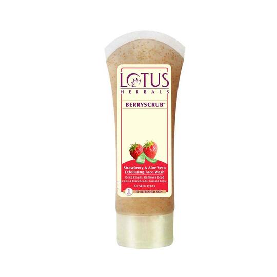 Lotus Herbals Berryscrub Strawberry & Aloe Vera Exfoliating Face Wash - (120g)