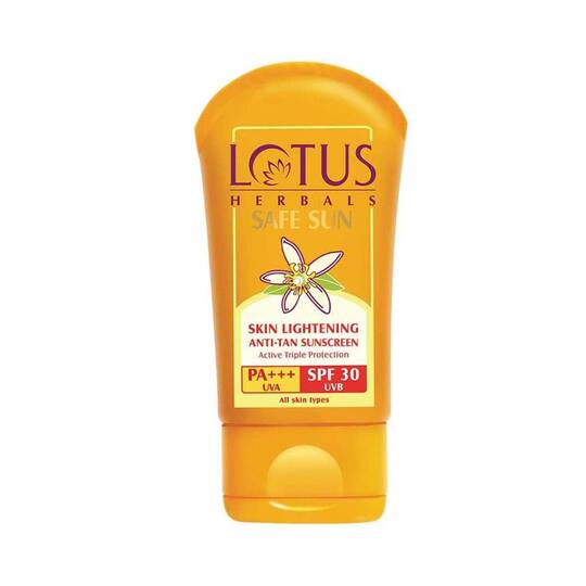 Lotus Herbals Safe Sun Skin Lightening Anti-Tan Sunblock Pa+++ SPF 30 Sunscreen - (50g)