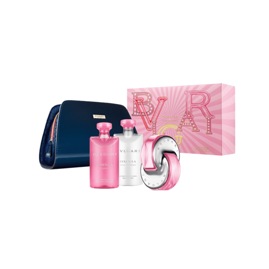 Bvlgari Omnia Pink Sapphire Gift Set: 65ml Eau de Toilette, 75ml BSG, 75ml BL, Pouch - 4 Pcs