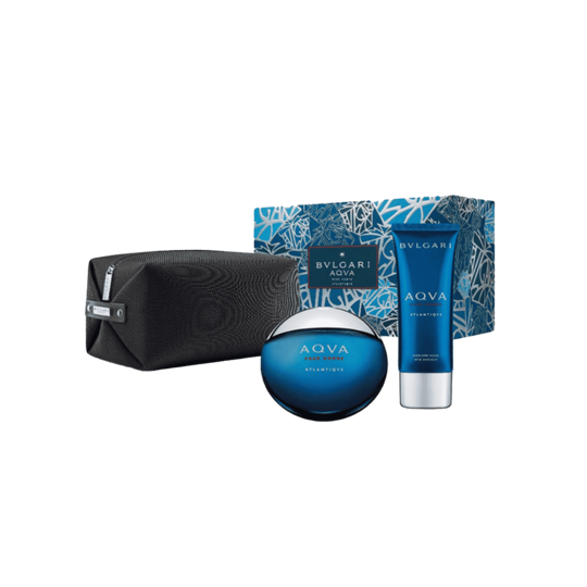 Bvlgari Aqva Atlantiqve Set: Eau de Toilette 100ml, After Shave Balm 100ml, Pouch - 3 Pcs