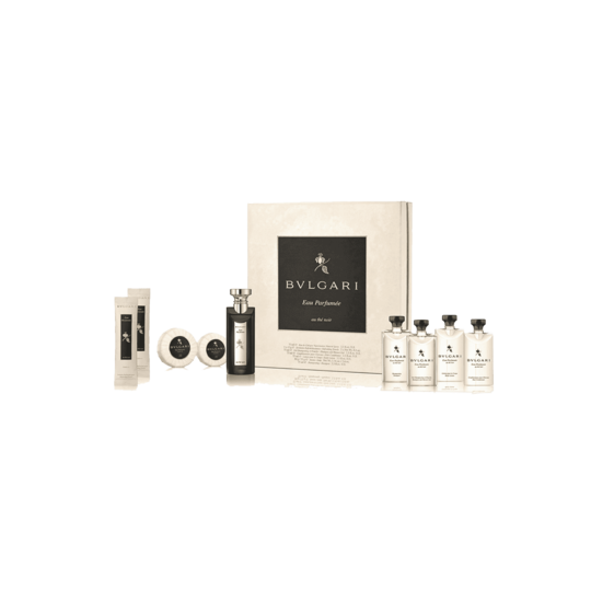 BVLGARI Eau Parfumee Au The Noir Guest Gift Set: Eau de Cologne75ml, Shampoo75ml, Shampoo Shower Gel75ml, Hair Conditioner 75ml, Body Lotion 75ml, Soap75g, Soap50g, Towel12gx2 (9 pcs)