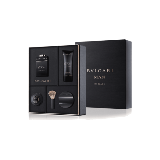 BVLGARI Man In Black Gift Set: Eau de Parfum100ml, Shaving Bowl, Shaving Soap 100gm, After Shaving Balm 100ml - 4 Pcs