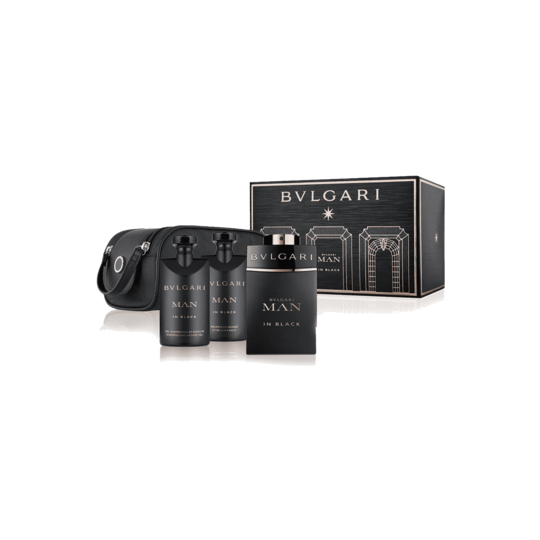 Bvlgari Man In Black Gift Set: EDP100ml, Shampoo and Shower Gel 75ml, After Shave Balm 75ml, Pouch - 5 Pcs