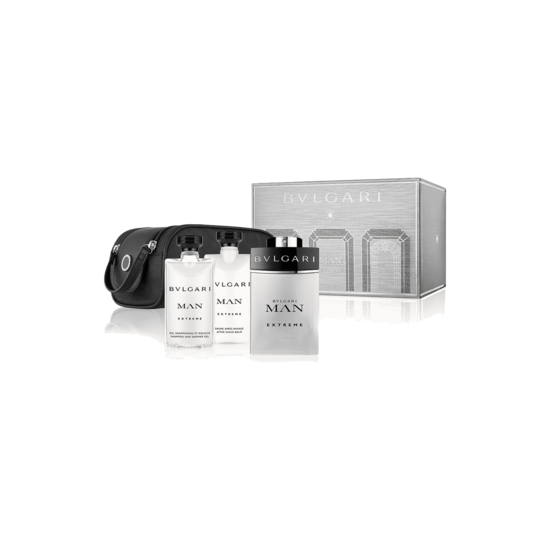 Bvlgari Man Extreme Gift Set: Eau de Toilette100ml, After Shave Balm 75ml, Shampoo and Shower Gel 75ml (4 Pcs)