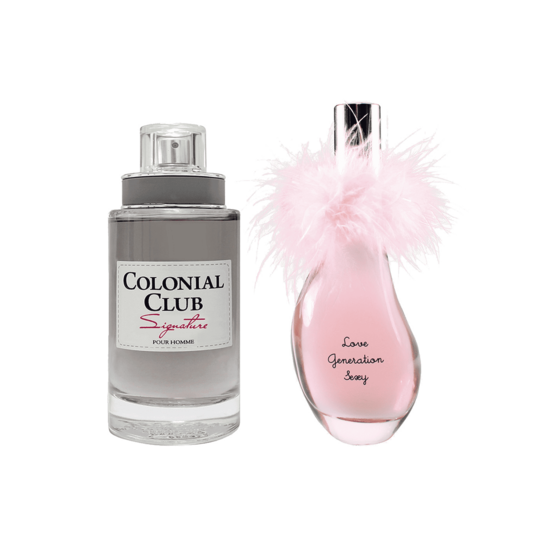 Jeanne Arthes Combo Set : Colonial Club Signature Eau de Toilette for Men, Love Generation Sexy Eau de Parfum for Women (2 pcs)