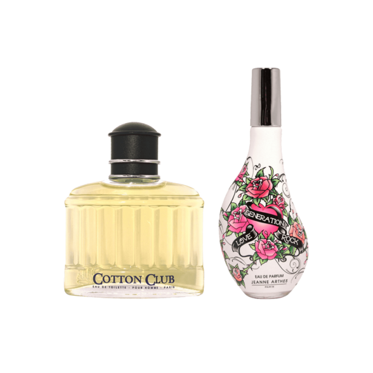 Jeanne Arthes Combo Set : Cotton Club Pour Homme Eau de Toilette for Men, Love Generation Rock Eau de Parfum for Women (2 pcs)