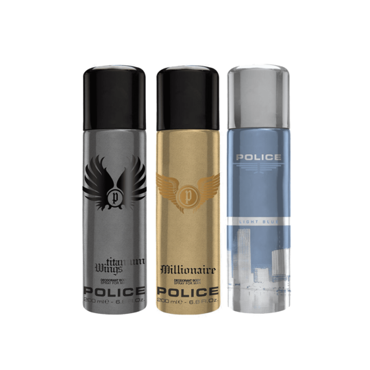 Police Combo Set : Millionaire, Wings titanium, Light blue Deo (3 pcs)