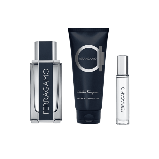 Salvatore Ferragamo FERRAGAMO Gift Set: Eau de Toilette 100ml, Shampoo & Shower Gel 100ml, Eau de Toilette 10ml (Purse Spray) - 4 Pcs