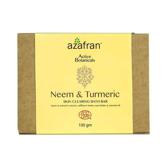 Azafran Active Botanicals Neem & Turmeric Skin Clear Bath Bar - (100g)