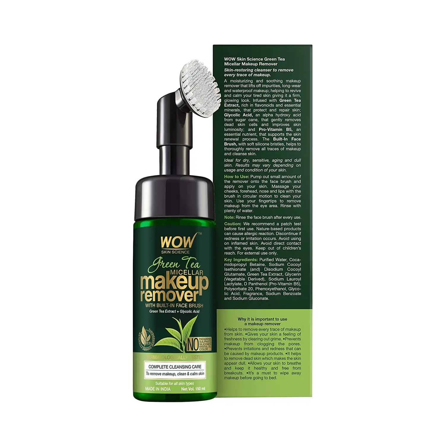 WOW SKIN SCIENCE | Automation_WOW Skin Science Green Tea Makeup Remover With Built-In Face Brush (150ml)